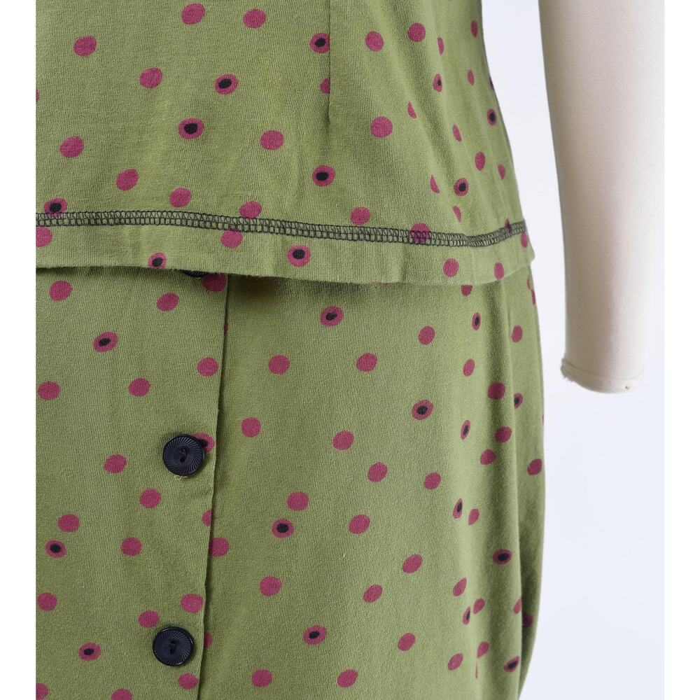 Vintage 90s Polka Mini Dot Skirt and Blouse Set Cotton Sailor Collar Top XS S - Picture 8 of 9